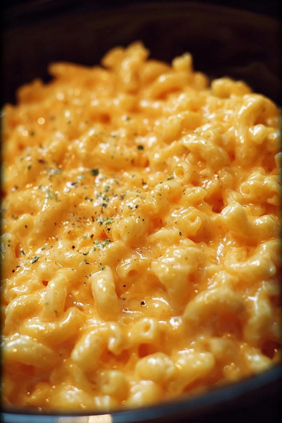 Delicious slow cooker mac and cheese in a bowl