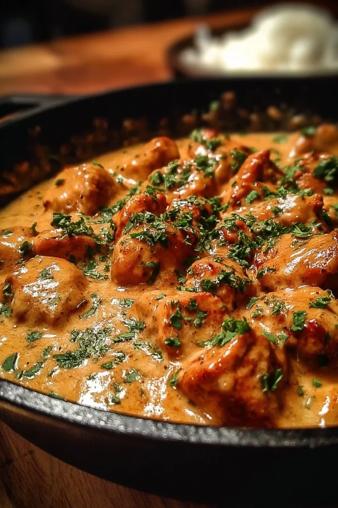 Texas Roadhouse-style butter chicken skillet served with colorful vegetables