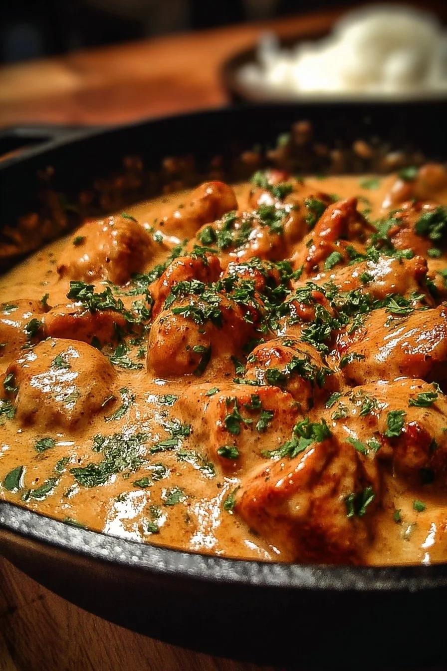 Texas Roadhouse-style butter chicken skillet served with colorful vegetables