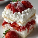 30-minute no-bake strawberry shortcake topped with fresh strawberries