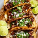 Authentic grilled beef street tacos served with fresh toppings