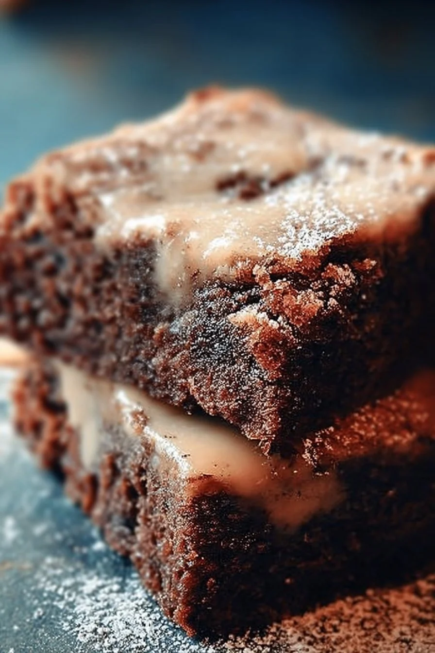 Delicious banana bread brownies with chocolate and banana topping