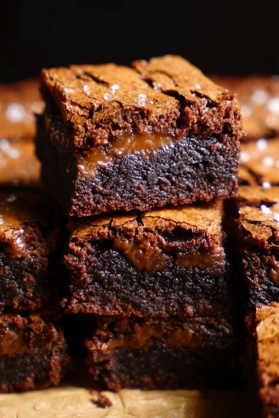 Delicious Biscoff Brownies with creamy Biscoff spread swirled on top