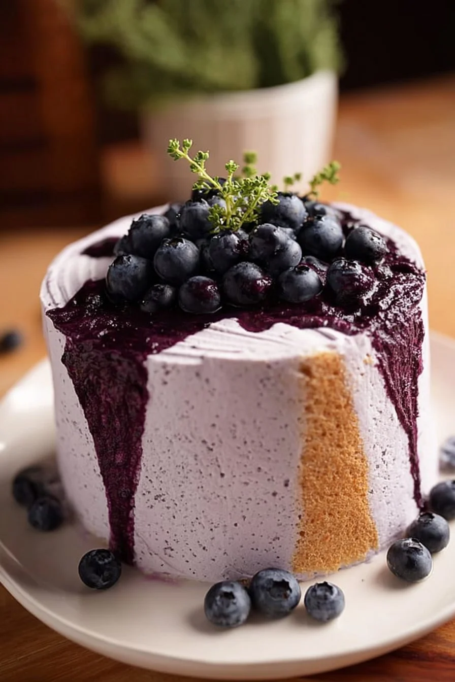 Delicious Blueberry Chiffon Cake with fresh blueberries and a light texture
