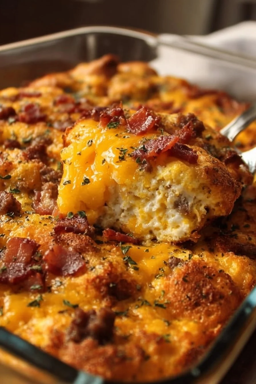 Delicious Crack Breakfast Casserole, a perfect brunch dish with eggs, cheese, and sausage.