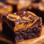 Delicious caramel swirl brownies topped with rich chocolate and creamy caramel.