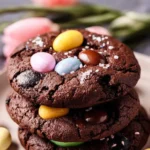 Double chocolate Easter egg brownie cookies, delicious and decadent dessert