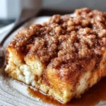 Easy overnight French toast bake with cinnamon streusel topping.