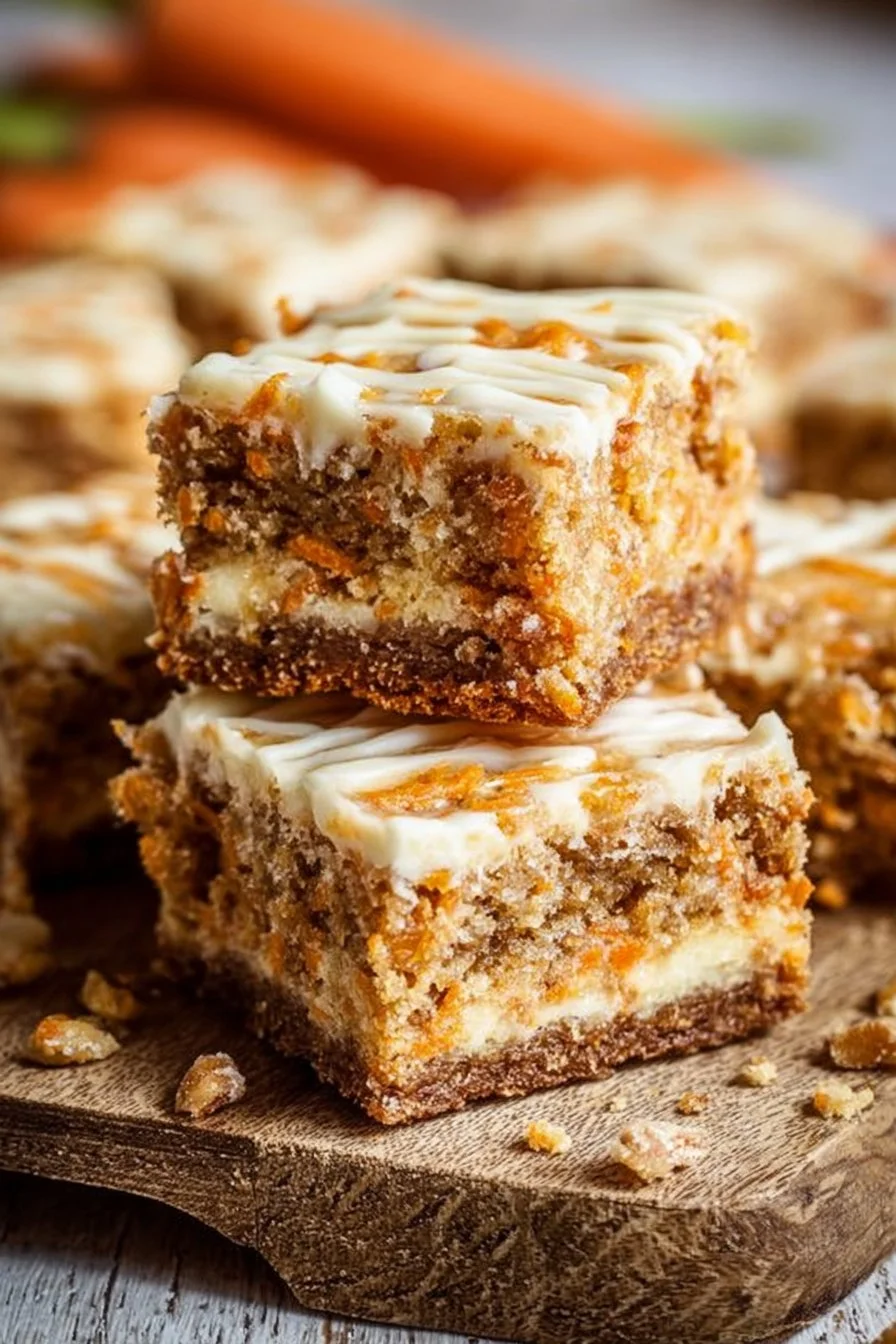 Fluffy Easter Carrot Cake Bars with cream cheese frosting