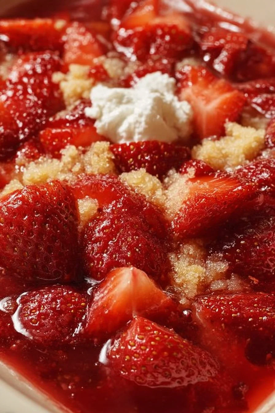 Fresh strawberry cobbler dessert with vibrant berries and golden crust