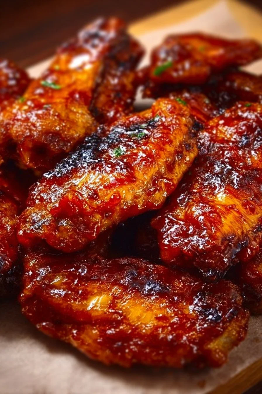 Delicious Honey BBQ Chicken Wings served on a platter with celery and dipping sauce
