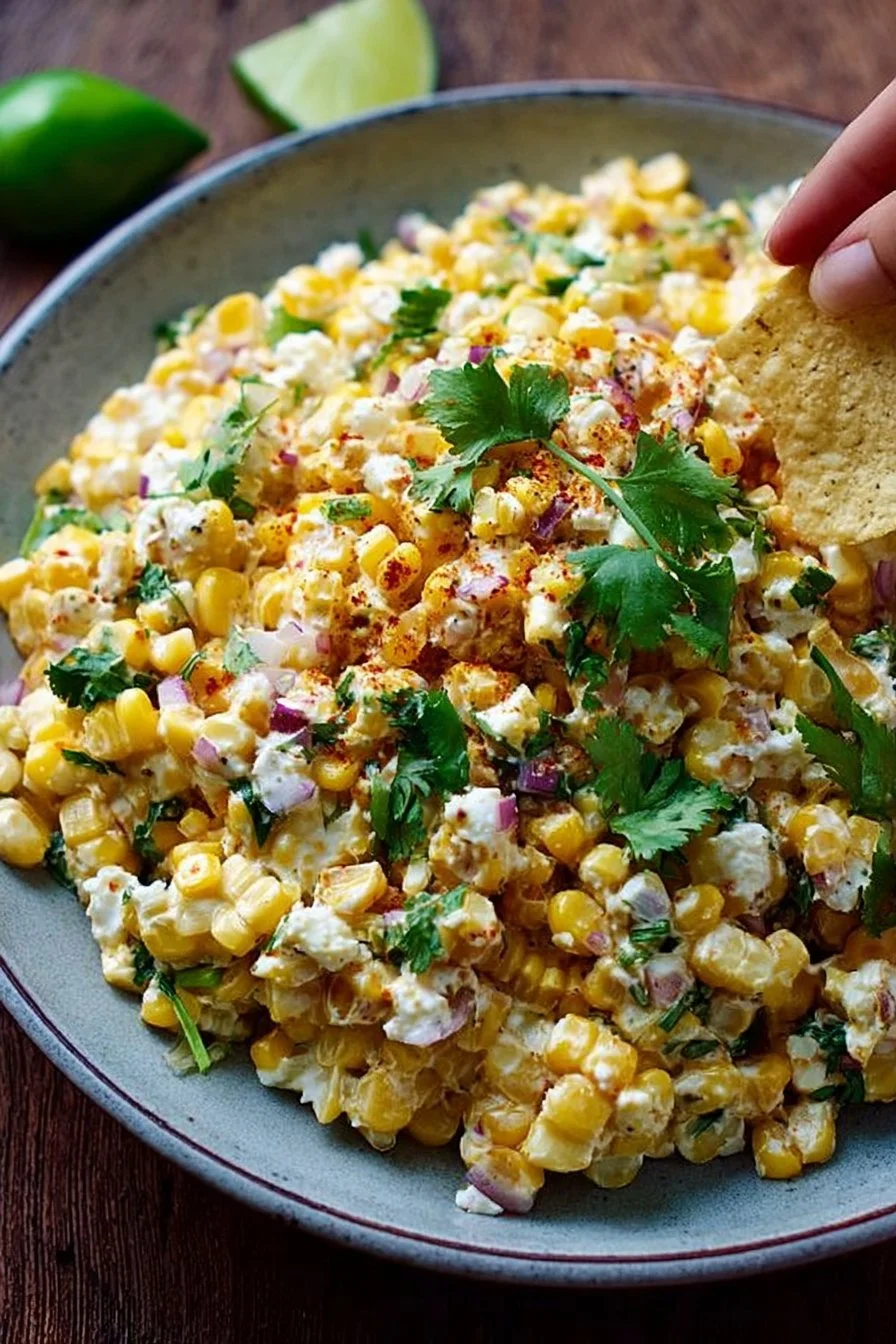 Delicious Mexican Street Corn Salad served in a bowl with fresh ingredients.