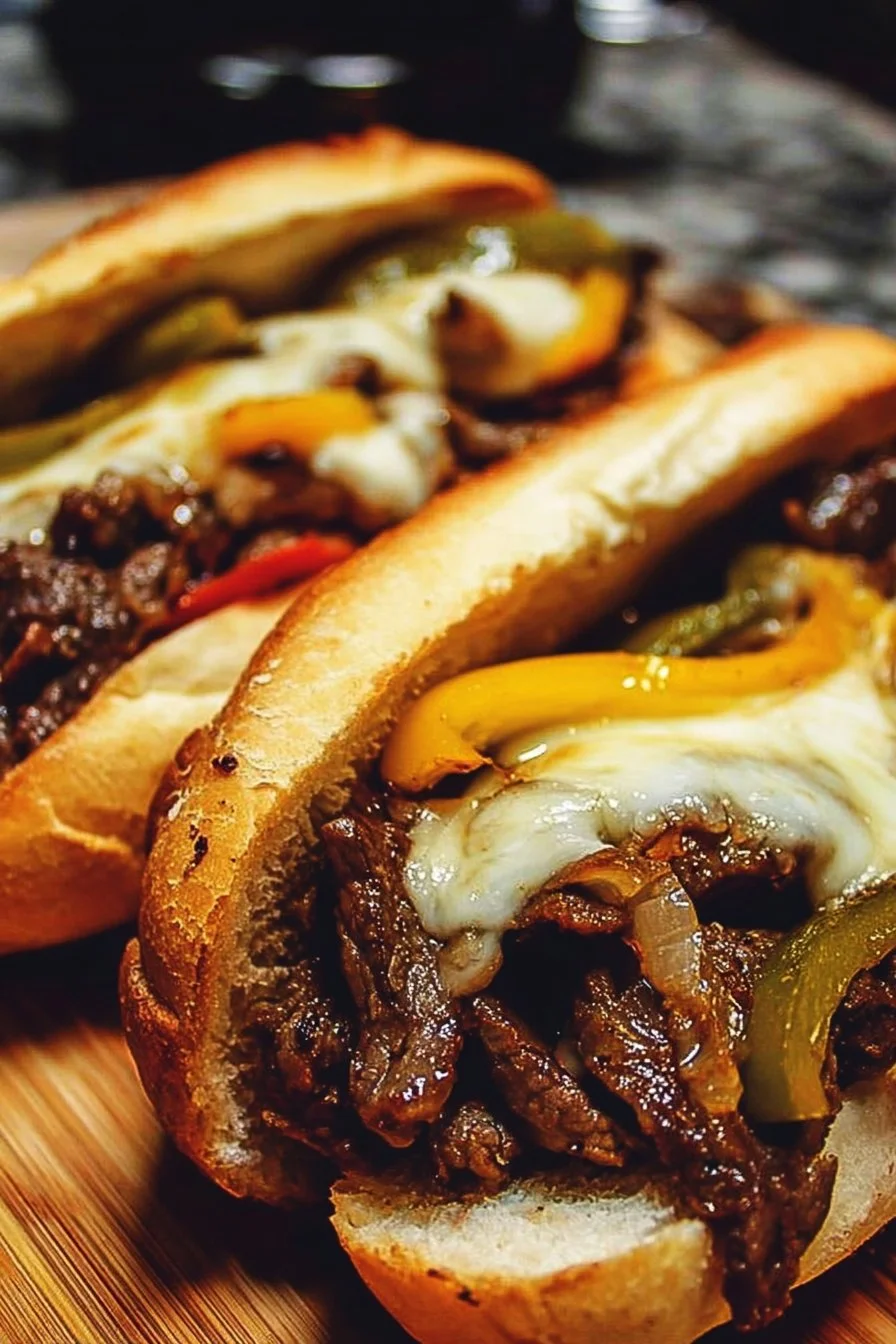 Delicious Philadelphia Cheesesteak sandwich with melted cheese and grilled meat
