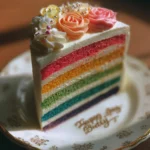 Delicious Rainbow Birthday Cake with colorful layers for festive celebrations