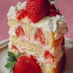 Strawberry Custard Delight Cake with fresh strawberries and creamy custard layers