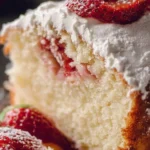 Delicious Strawberry Italian Cream Pound Cake with fresh strawberries and creamy texture
