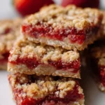 Delicious homemade Strawberry Oatmeal Bars baked with fresh strawberries