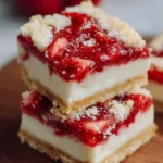 Delicious homemade Strawberry Shortcake Bars on a serving plate.