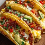 Delicious baked breakfast tacos loaded with tasty ingredients